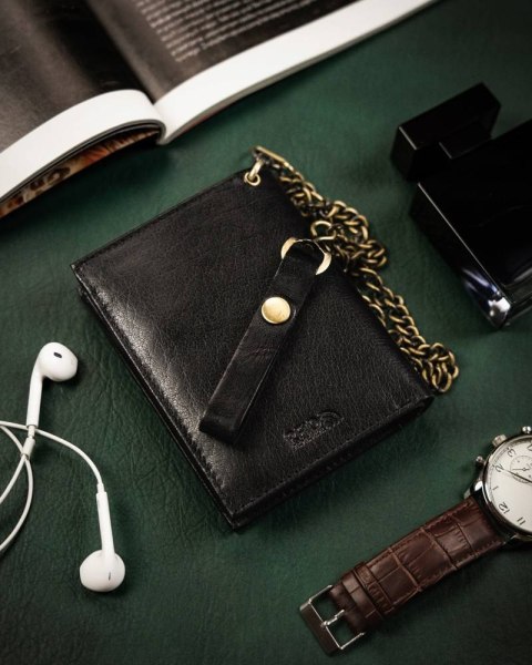 Portfel męski ze skóry naturalnej z łańcuchem — Peterson Lumarko!