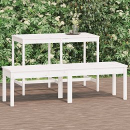 2-osobowa ławka ogrodowa, biała, 159,5x44x45 cm, drewno sosnowe Lumarko!