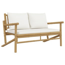 Ławka ogrodowa, kremowe poduszki, bambus Lumarko!