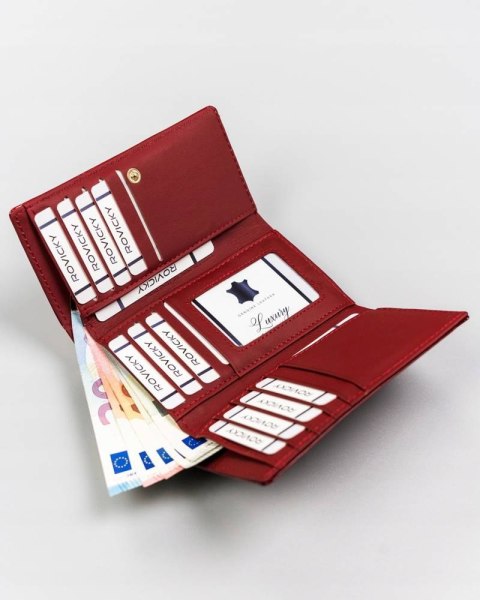 Portfel damski z lakierowanej skóry naturalnej — Rovicky Lumarko!