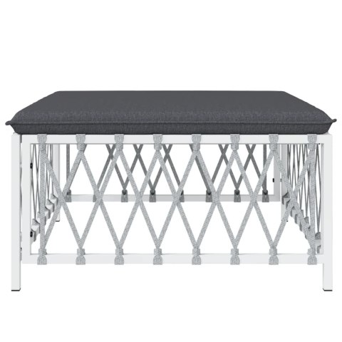 Ogrodowy podnóżek z poduszką, biały, plecionka Lumarko!