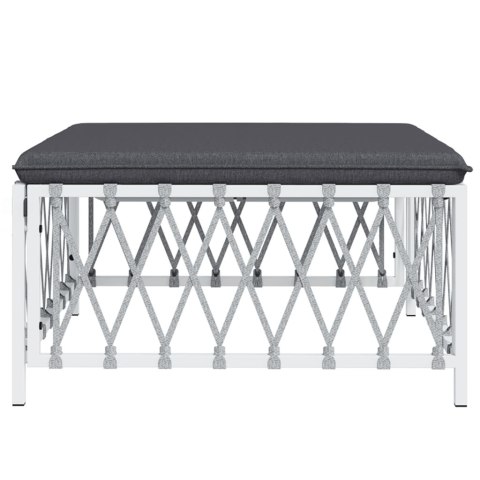 Ogrodowy podnóżek z poduszką, biały, plecionka Lumarko!