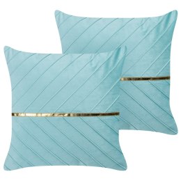 2 welurowe poduszki dekoracyjne 45 x 45 cm jasnoniebieskie CONEFLOWER Lumarko!