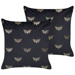 2 welurowe poduszki dekoracyjne w motyle 45 x 45 cm czarne YUZURI Lumarko!
