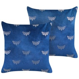 2 welurowe poduszki dekoracyjne w motyle 45 x 45 cm niebieskie YUZURI Lumarko!