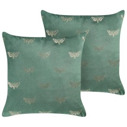 2 welurowe poduszki dekoracyjne w motyle 45 x 45 cm zielone YUZURI Lumarko!