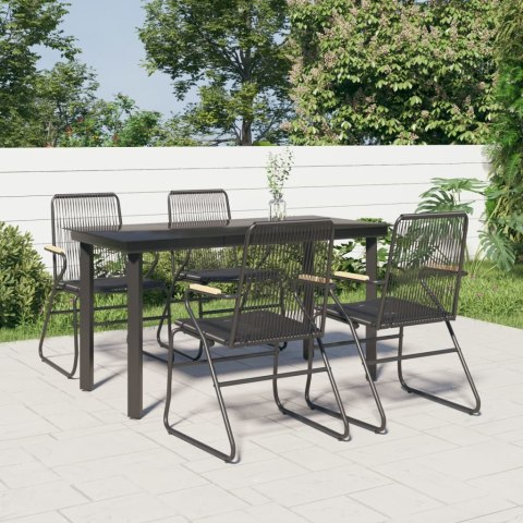 5-częściowy zestaw mebli ogrodowych, czarny, rattan PVC Lumarko!