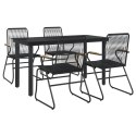 5-częściowy zestaw mebli ogrodowych, czarny, rattan PVC Lumarko!