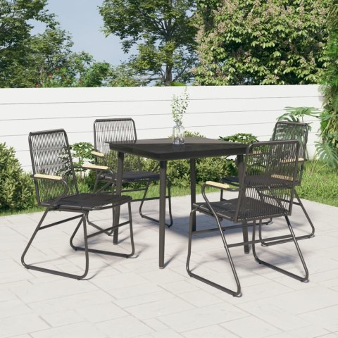5-częściowy zestaw mebli ogrodowych, czarny, rattan PVC Lumarko!