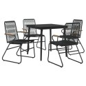 5-częściowy zestaw mebli ogrodowych, czarny, rattan PVC Lumarko!