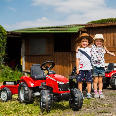 Traktor Massey Ferguson Czerwony na Pedały z Przyczepką od 3 Lat Lumarko!