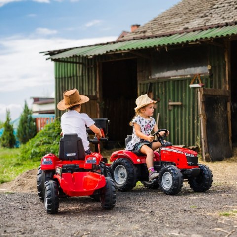 Traktor Massey Ferguson Czerwony na Pedały z Przyczepką od 3 Lat Lumarko!