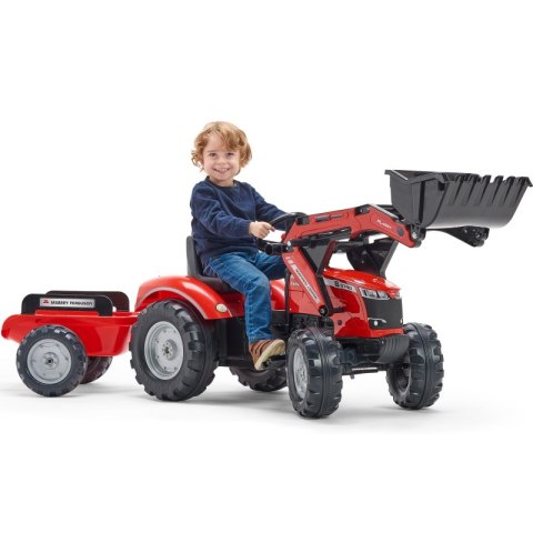 Traktor Massey Ferguson Czerwony na Pedały z Przyczepką od 3 Lat Lumarko!