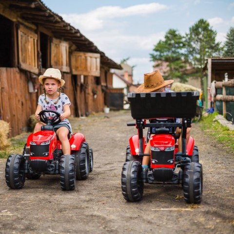 Traktor Massey Ferguson Czerwony na Pedały z Przyczepką od 3 Lat Lumarko!