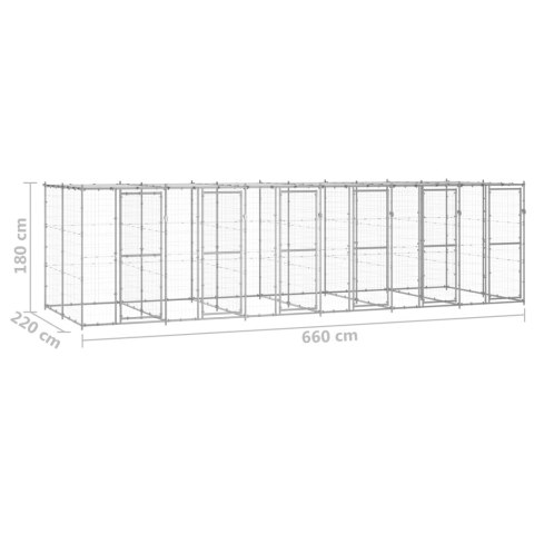 Kojec dla psa, z zadaszeniem, stal galwanizowana, 14,52 m² Lumarko!