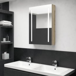 Szafka łazienkowa z lustrem i LED, kolor dębu, 50x13x70 cm Lumarko!