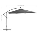  Parasol wiszący z LED i metalową rurą, 350 cm, antracytowy Lumarko!