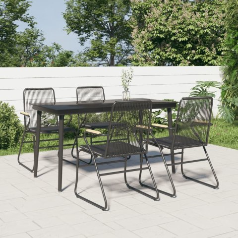 5-częściowy zestaw mebli ogrodowych, czarny, rattan PVC Lumarko!