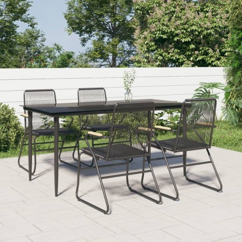 5-częściowy zestaw mebli ogrodowych, czarny, rattan PVC Lumarko!