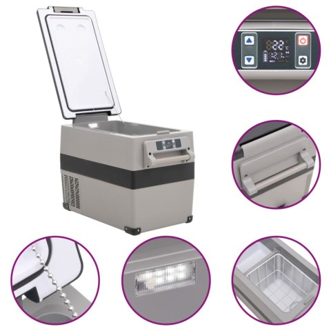 Lodówka z uchwytem i zasilaczem, czarno-szara, 35 L, PP i PE Lumarko!