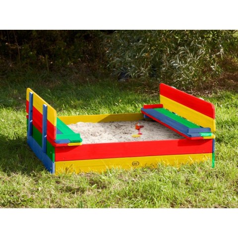 Drewniana Piaskownica Ella Tęczowa Zakrywana z Ławeczkami Lumarko!