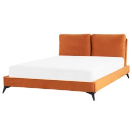 Łóżko welurowe 160 x 200 cm pomarańczowe MELLE Lumarko!