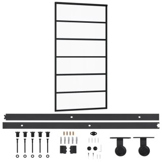 Drzwi przesuwne z osprzętem, szkło ESG i aluminium, 102x205 cm Lumarko!