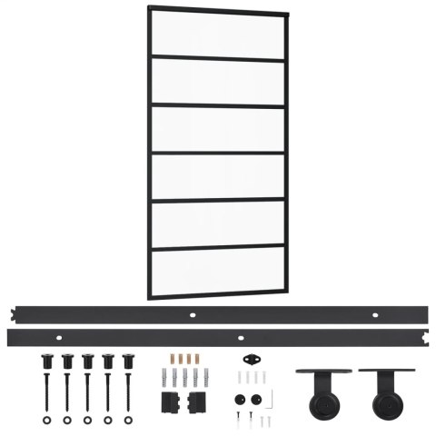 Drzwi przesuwne z osprzętem, szkło ESG i aluminium, 102x205 cm Lumarko!