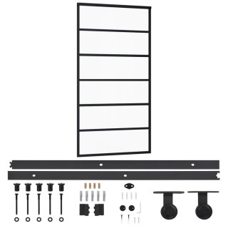 Drzwi przesuwne z osprzętem, szkło ESG i aluminium, 102x205 cm Lumarko!