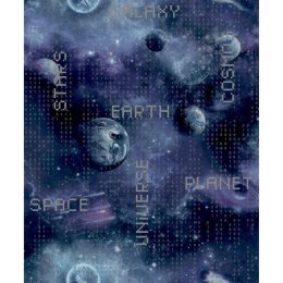 Tapeta Galaxy Planets and Text, czarno-fioletowa Lumarko
