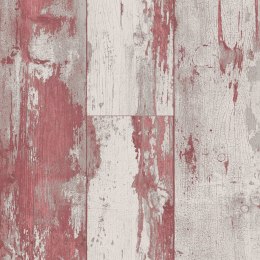 Tapeta z motywem drewna, czerwono-beżowa Lumarko
