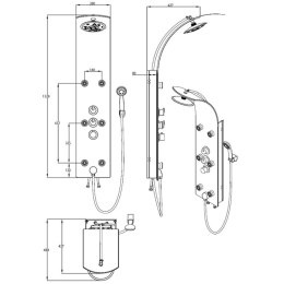 Szklany panel prysznicowy LANZAROTE z termostatem, czarny Lumarko