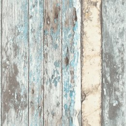Tapeta z motywem drewnianych desek, niebieska Lumarko