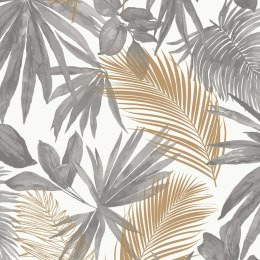 Tapeta z motywem dzikiej palmy, beżowo-szara Lumarko