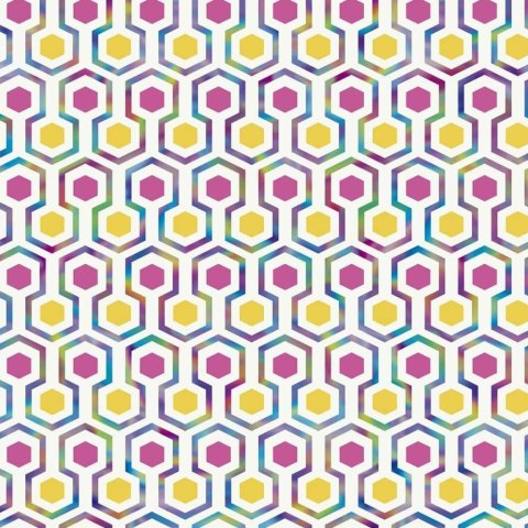 Tapeta Hexagon Pattern, różowo-żółta Lumarko