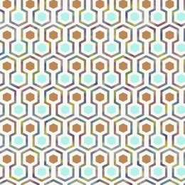 Tapeta Hexagon Pattern, zielono-pomarańczowa Lumarko