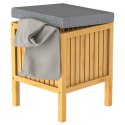Kosz na pranie z siedziskiem z poduszką 2-w-1 bambus 39x39x52,5cm Lumarko
