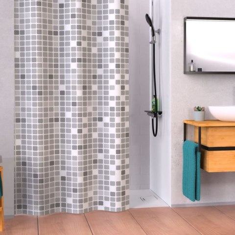 Zasłona prysznicowa w szarą mozaikę, 200 x 180 x 0,2 cm Lumarko