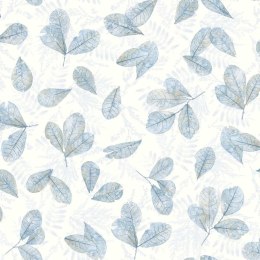 Tapeta Leaves, biało-niebieska Lumarko