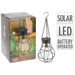 Lampka solarna w kształcie żarówki, metalowa, 10 diod LED Lumarko