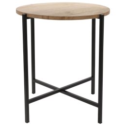Stolik boczny, okrągły, drewno i metal, 45 cm Lumarko