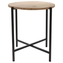 Stolik boczny, okrągły, drewno i metal, 45 cm Lumarko