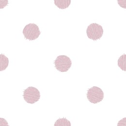 Tapeta w grochy, biało-różowa Lumarko