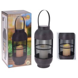 Solarny lampion ogrodowy ze świecą, czarny rattan Lumarko