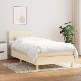 Łóżko kontynentalne z materacem, kremowe, tkanina, 90x200 cm Lumarko