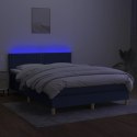 Łóżko kontynentalne z materacem, niebieskie 140x200 cm, tkanina Lumarko
