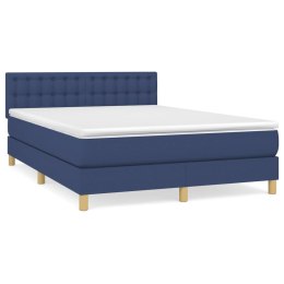 Łóżko kontynentalne z materacem, niebieskie, tkanina 140x200 cm Lumarko