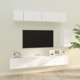 Zestaw 6 szafek telewizyjnych, biały, materiał drewnopochodny Lumarko