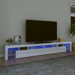 Szafka pod TV z oświetleniem LED, biała, 260x36,5x40 cm Lumarko