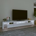 Szafka pod TV z oświetleniem LED, biała, 260x36,5x40 cm Lumarko